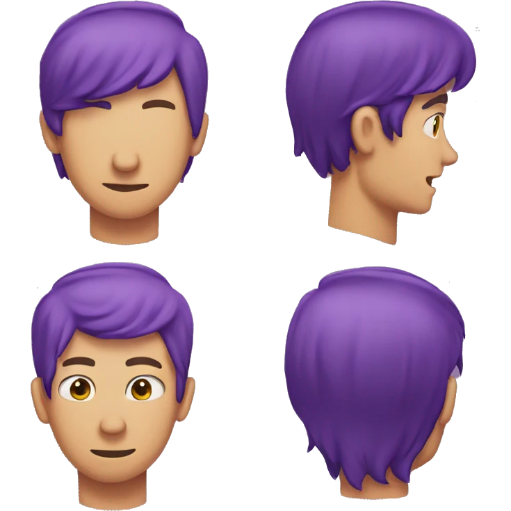 Purple hair man three hearts emoji emoji