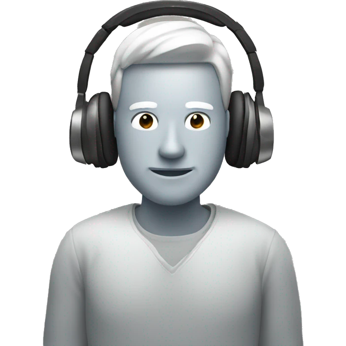 man with laptop headphones phone only upper part of body  emoji