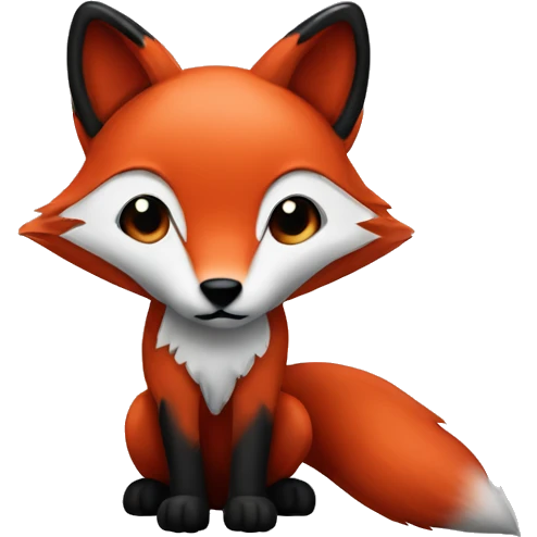 Red and black fox with 3 tails emoji