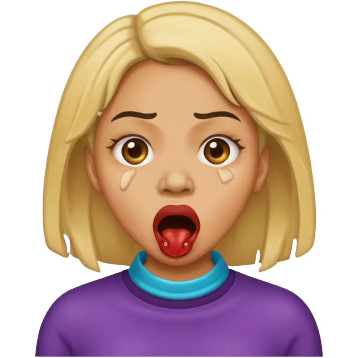 Light skin woman gagging emoji