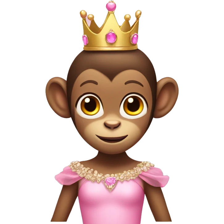 a monkey wearing a pink tutu and a princess crown emoji