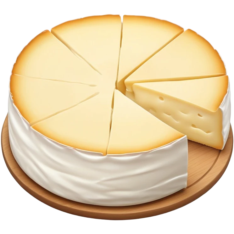 cinematic-realistic-brie-cheese-emoji,-featuring-a-creamy,-soft-ripened-cheese-with-a-delicate-rind-rendered-with-lifelike-detail-and-inviting,-natural-lighting. emoji
