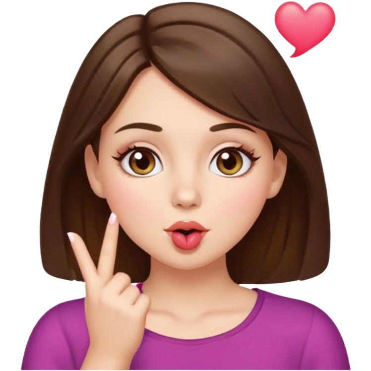 white girl with brunette hair and hazel eyes blowing a kiss emoji