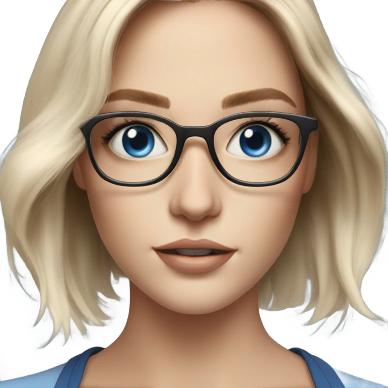Shoulder length Balayage pale model lady with glasses and blue eyes  emoji