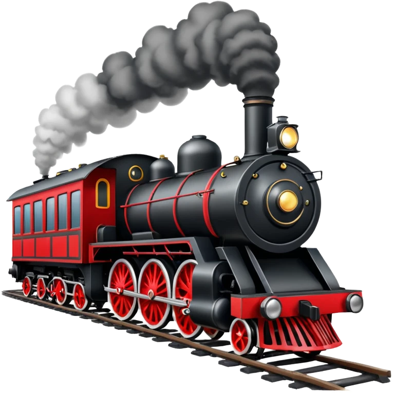 straight on view of an old-fashion steam train coming down the tracks emoji