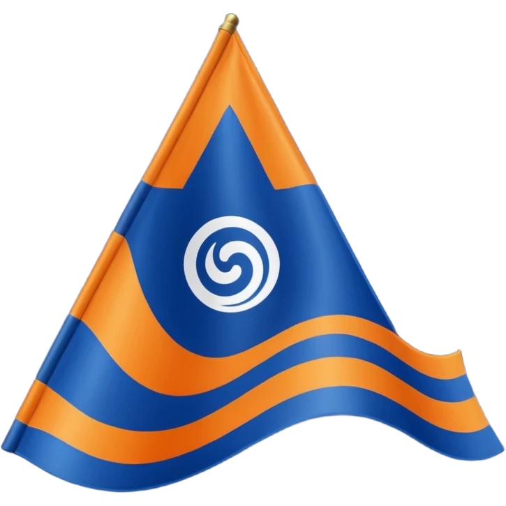 Orange triangle wavy flag with a dark blue khanda symbol emoji