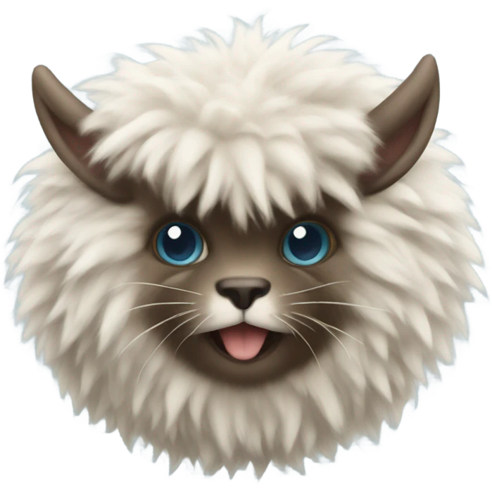 Fluffy hairball animal with horns emoji