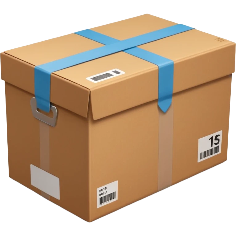  cardboard delivery box with a shipping label and tape. Rounded, glossy, smooth, soft shadows, white background.


 emoji