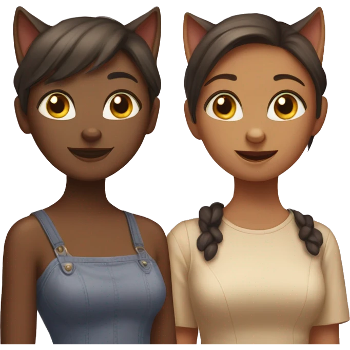Two cats and two far sisters  emoji