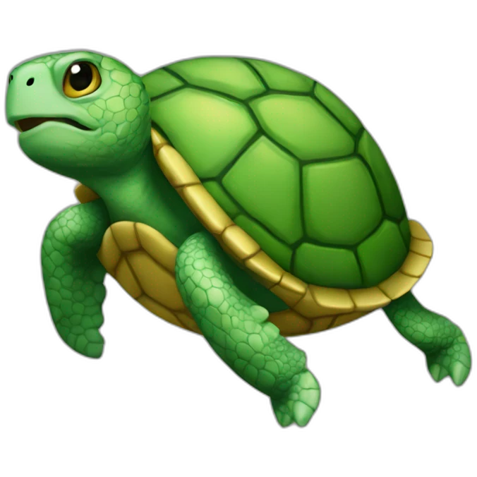 Turtle, body green and gold shell  emoji