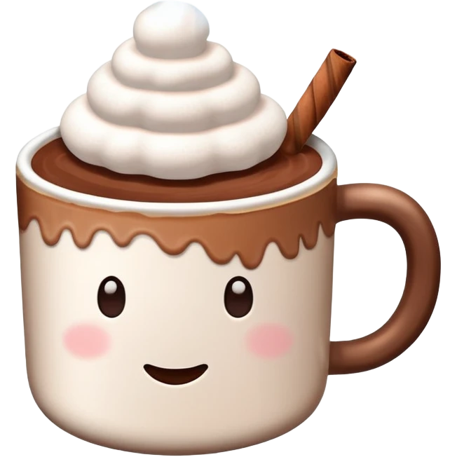 cup of hot cocoa with some marshmallow emoji
