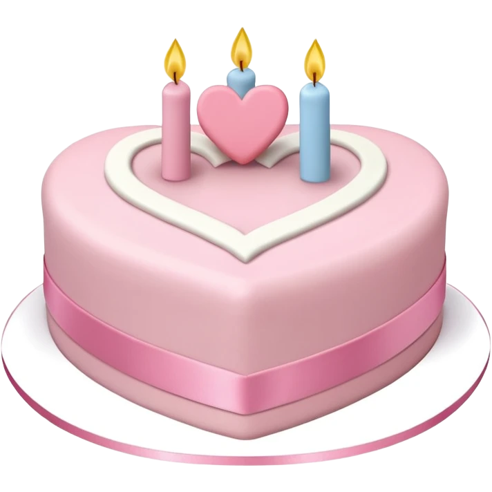 heart shaped birthday cake, pastel pink and white colors mixed, cute and simple design, ribbon decoration, no candle emoji