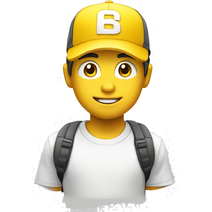 Niño blanco saludando con gorra amarilla emoji