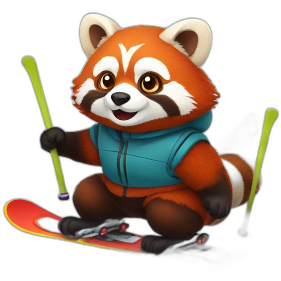 Red panda skiing emoji