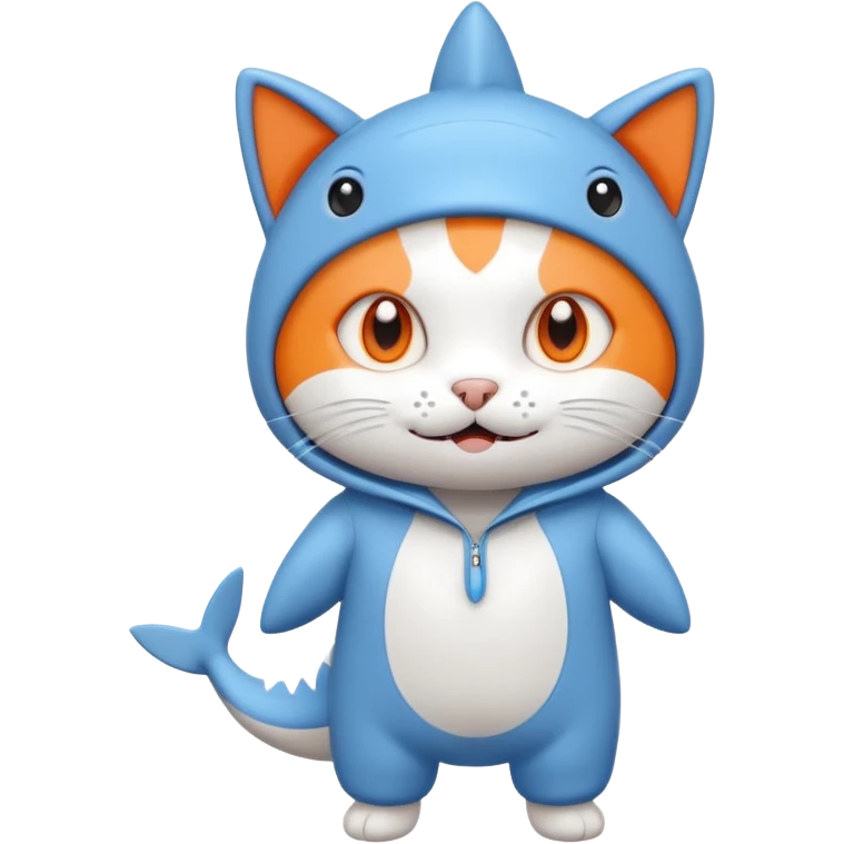 Cat in a shark onesie emoji