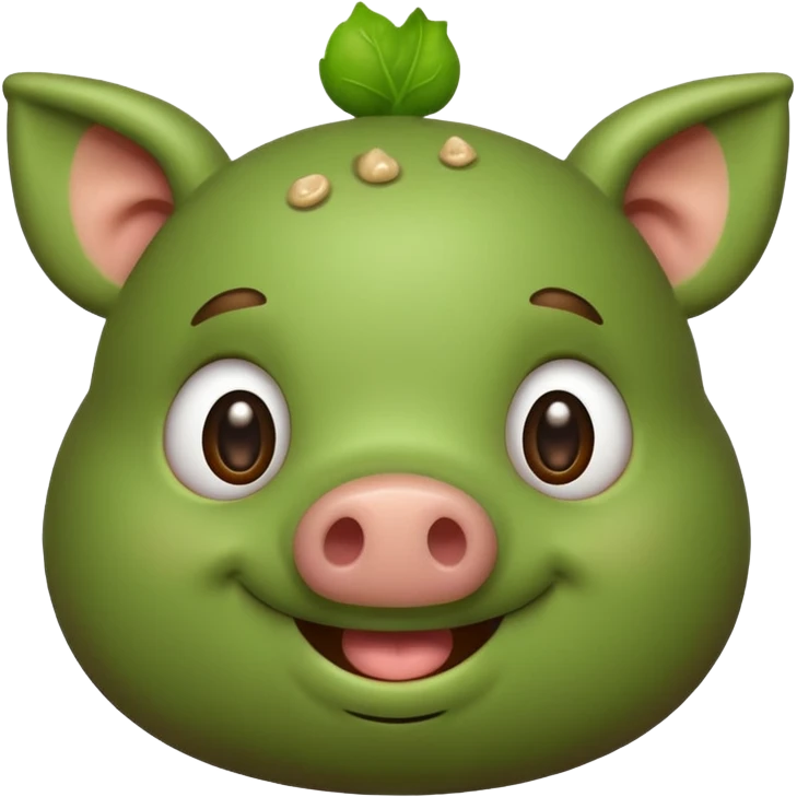 Green pig with big poop emoji