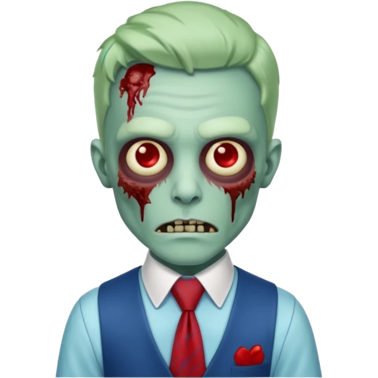 zombie zombie waiter with red blue tie emoji