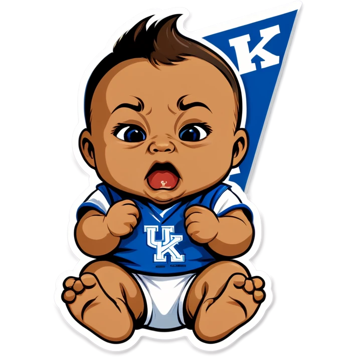 Baby crying holding a Kentucky Wildcats pennant  emoji