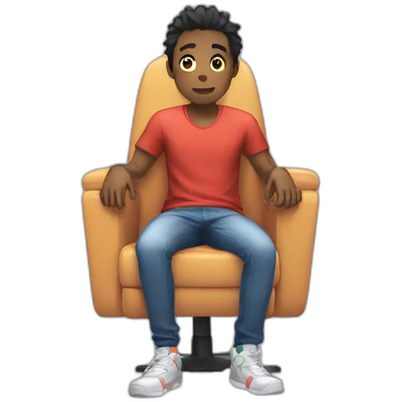 Gamer sitting at an anime chair emoji