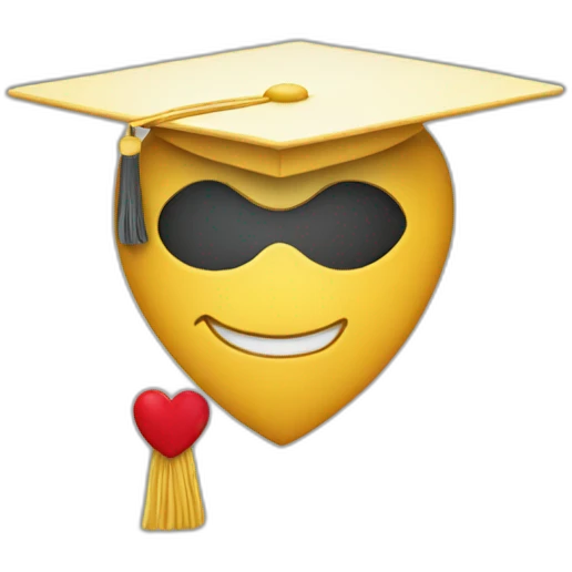 Heart wearing a mortarboard on the top left emoji