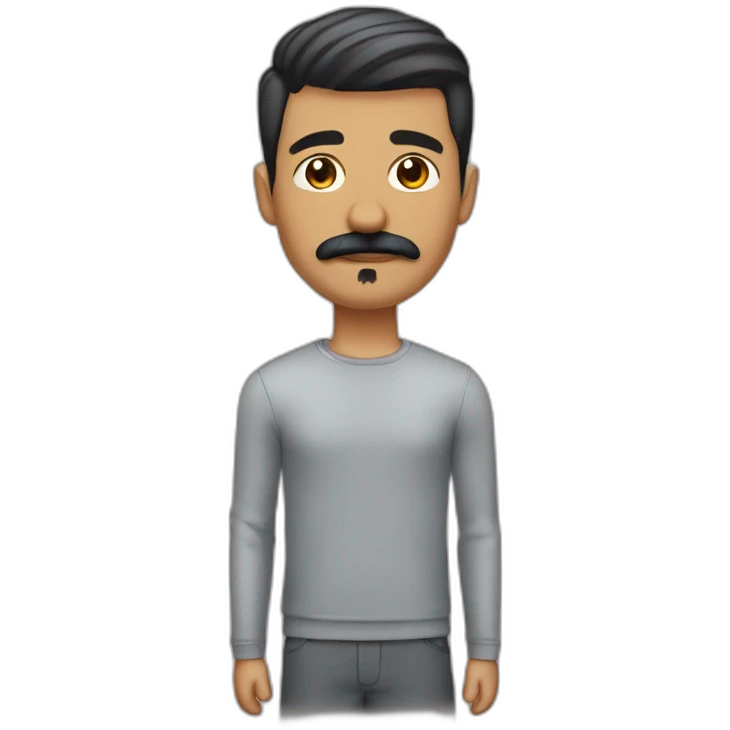 Guy with a mustache and gel on his short hair big jaw big nose and an arabic tone of skin emoji