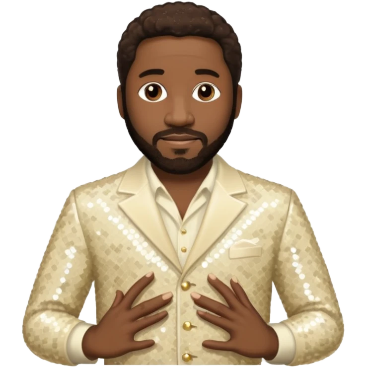 Eddie Levert from The O'Jays with dark brown hair, cream sequin outfit emoji