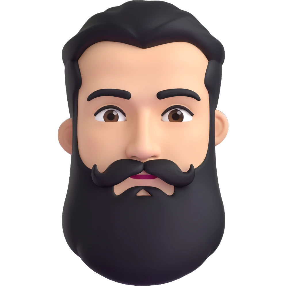 man with thick beard and pronounced bushy eyebrows emoji