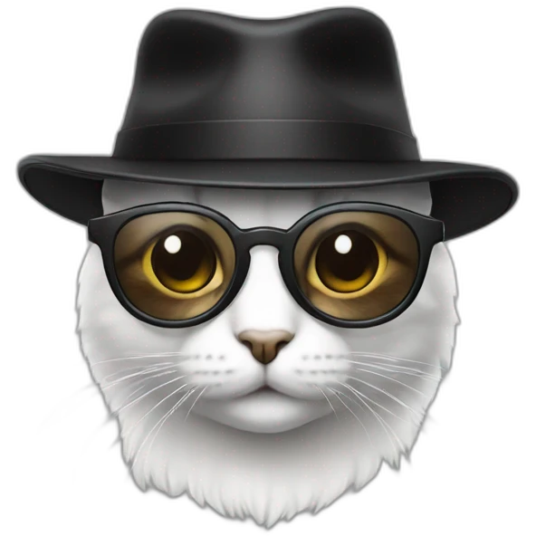 Un Chat avec costume lunettes et chapeau noir emoji