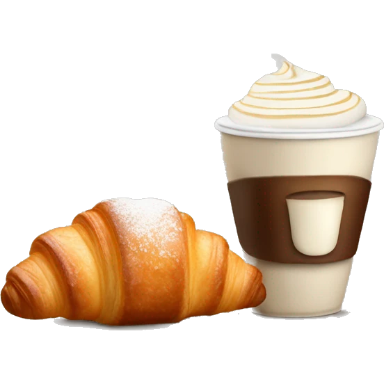 Cup of cappuccino with croissant emoji