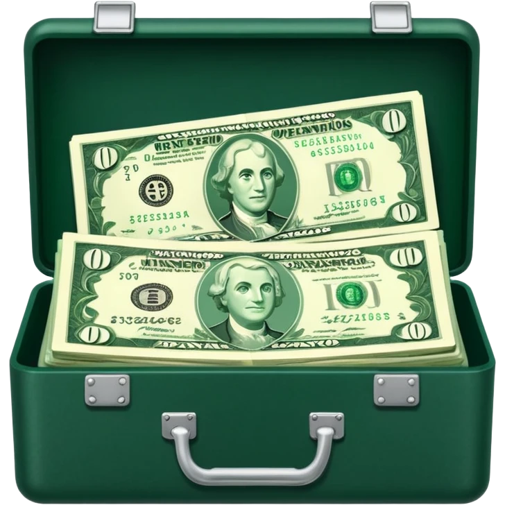 
banknotes in an open dark green case emoji