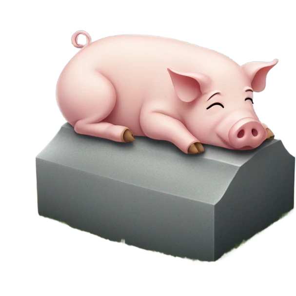 Pig sleeping next to a gravestone emoji