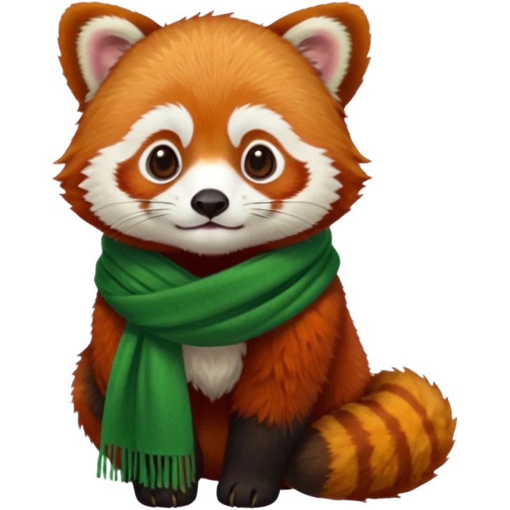 Red panda wearing a green scarf  emoji