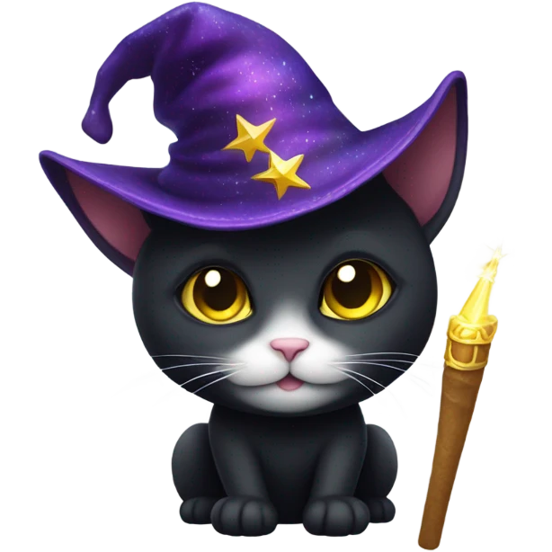 black cat wizard emoji