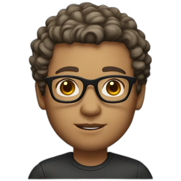 Memoji, male, light skin, short curly hair, glasses emoji