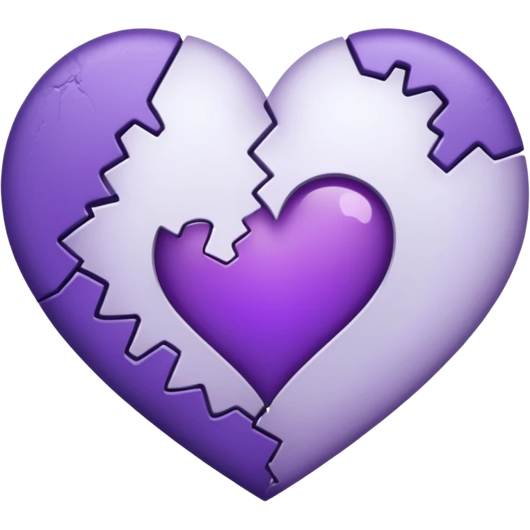 coração quebrado metade branco metade roxo emoji