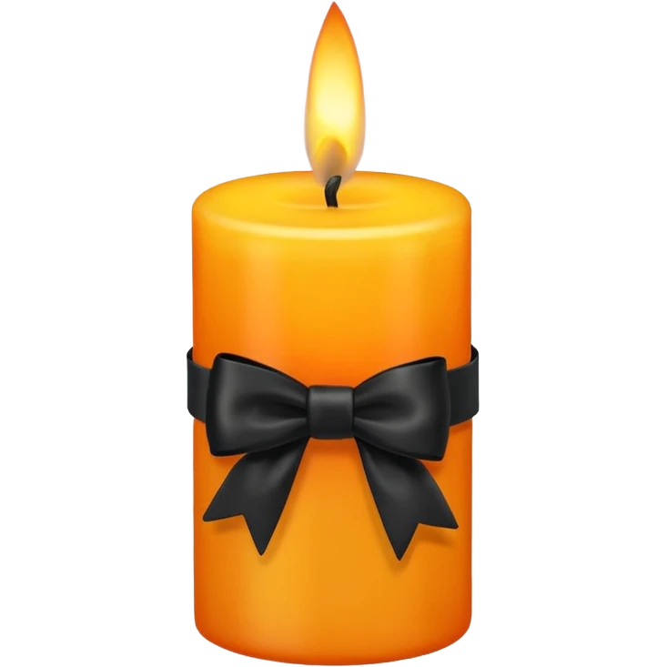 orange yellow candle, with black bow emoji