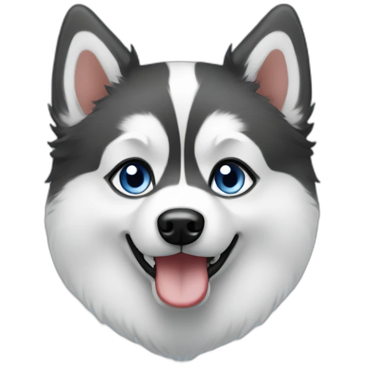 Pomsky black & whire blue eyes emoji