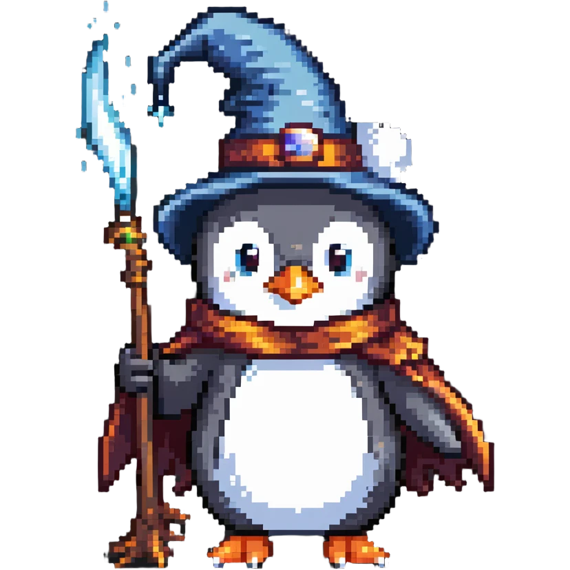 penguin wizard casting a spell emoji
