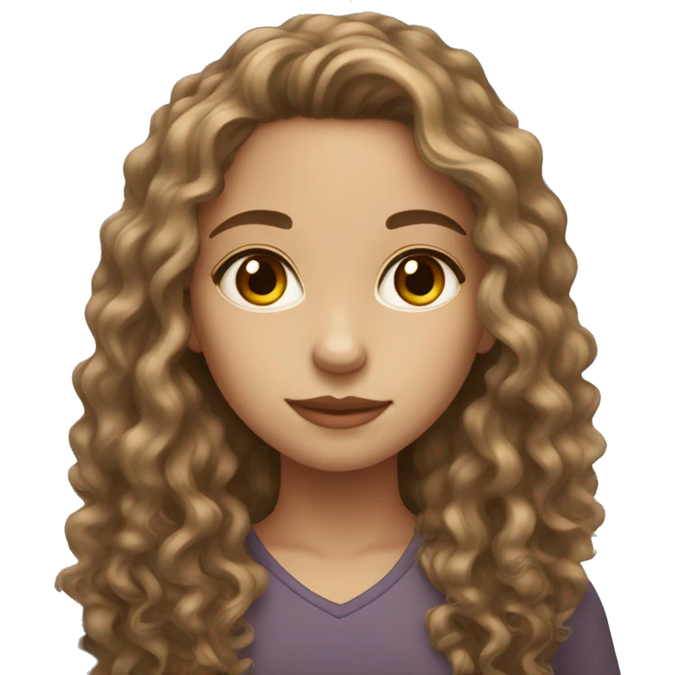 a girl with beautiful brown eyes long brown curly hair and light skinned  emoji