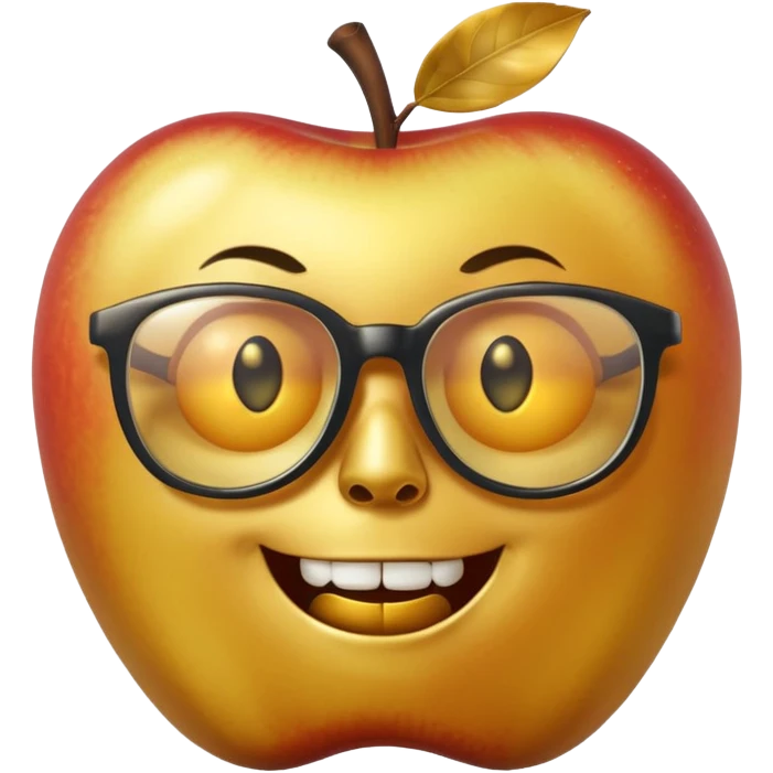 scary golden apple with glasses emoji