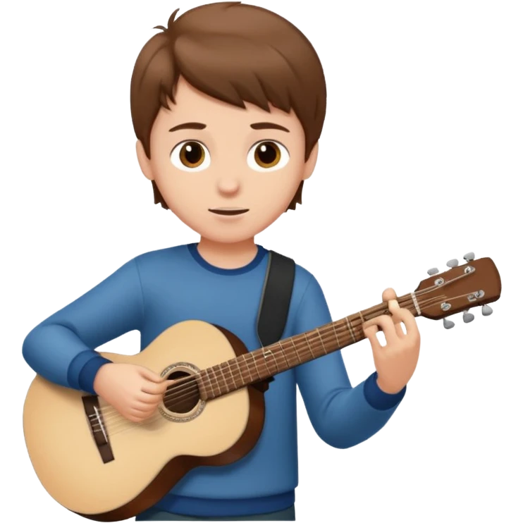 White American boy with a brown hair playing a guitar emoji