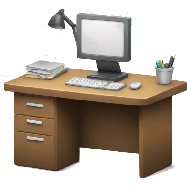 Desk with a screen emoji