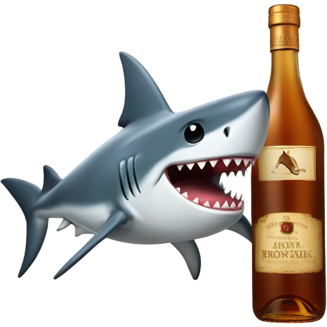 Shark with a bottle of cognac emoji