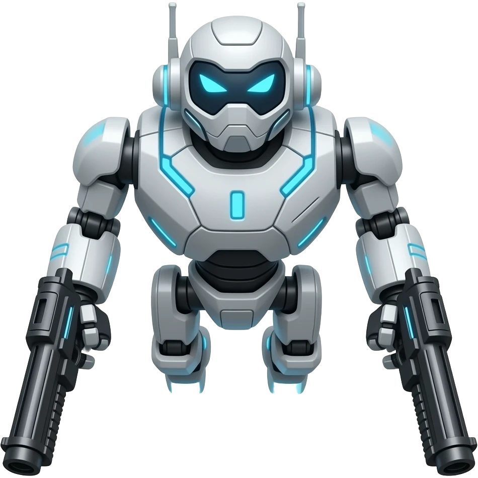Scifi flying robot with guns emoji