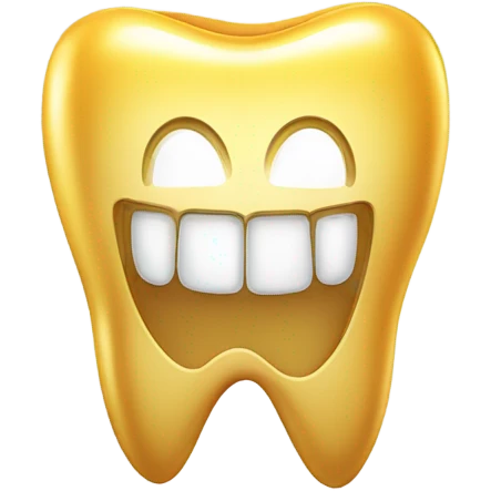 A golden tooth with a golden smile  emoji