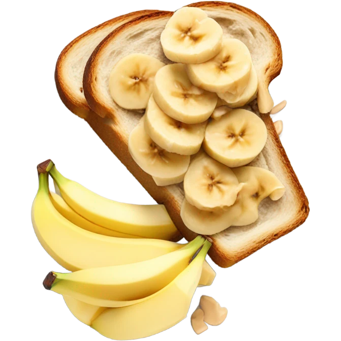 Toasted bread with penut and banana slices on it emoji