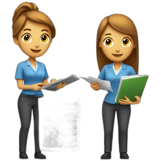 fisrt woman with calculators and second woman filling paperworks emoji