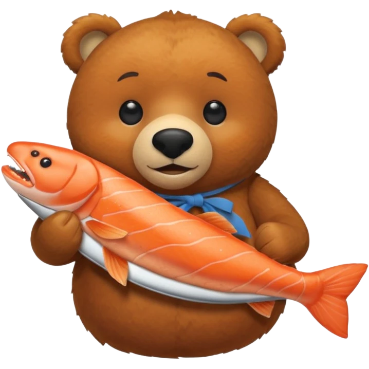 IKEA棕熊抱著一隻鮭魚 emoji