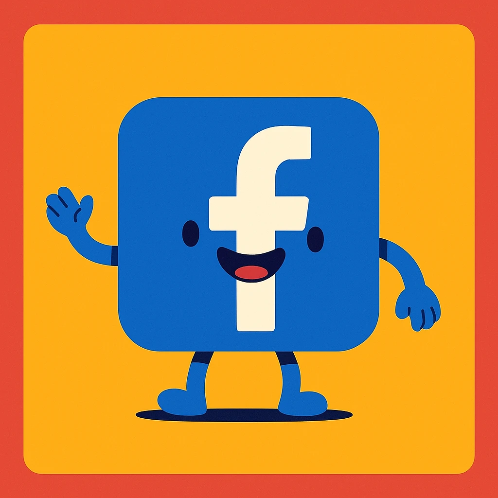 animated Facebook logo, smooth looping animation, clean design emoji