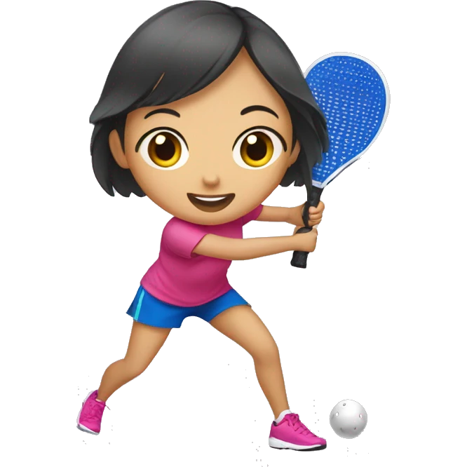 Asian girl is playing pickleball emoji